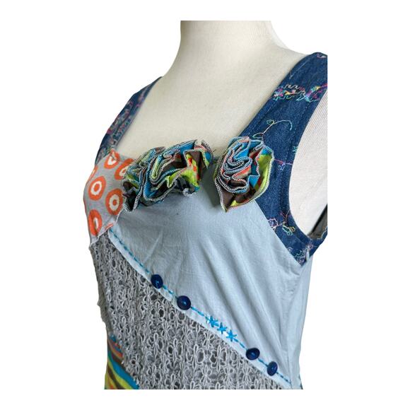 Lucy and Co. gray green pink patchwork Tank Mini Dress Size Small - Picture 10 of 16